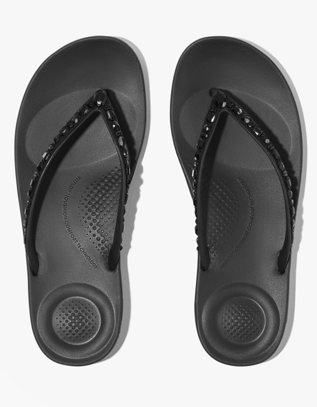 IQUSHION MULTI Womens Toe-Post Sandals All Black