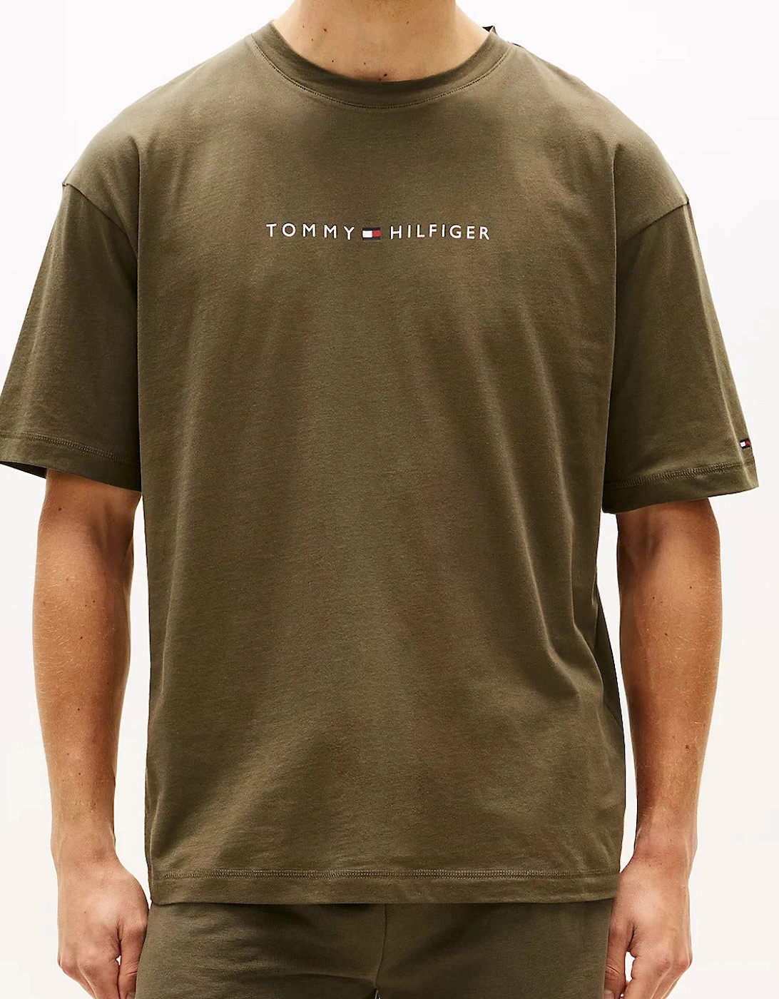 Tommy Hilfiger SS LOGO TEE Mens Loungewear Army Green