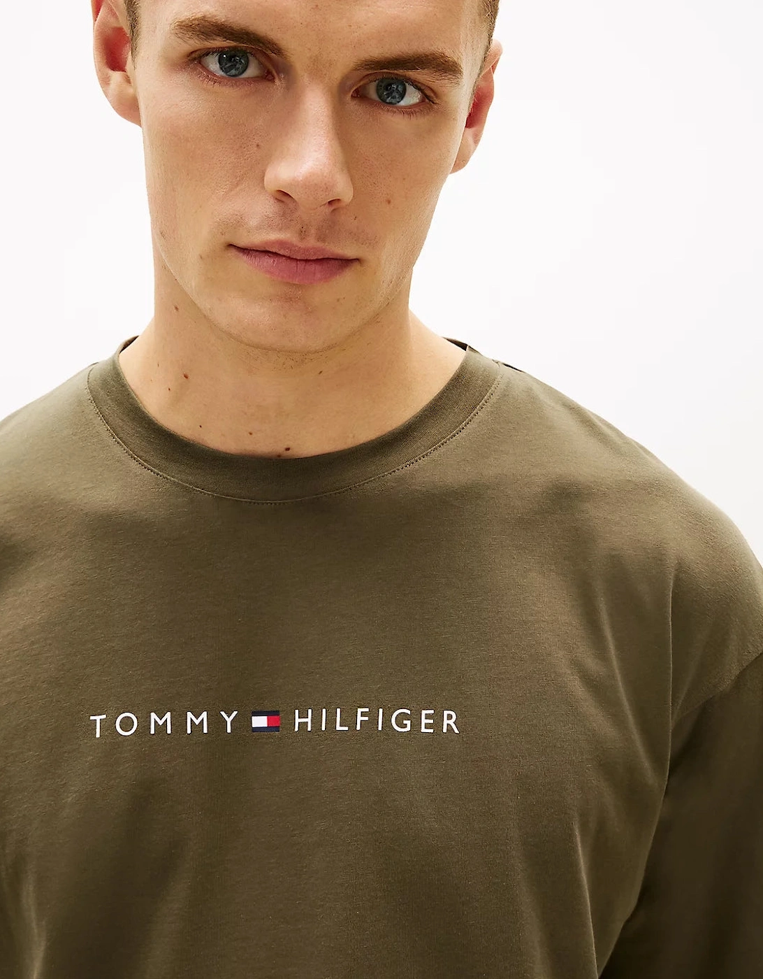Tommy Hilfiger SS LOGO TEE Mens Loungewear Army Green