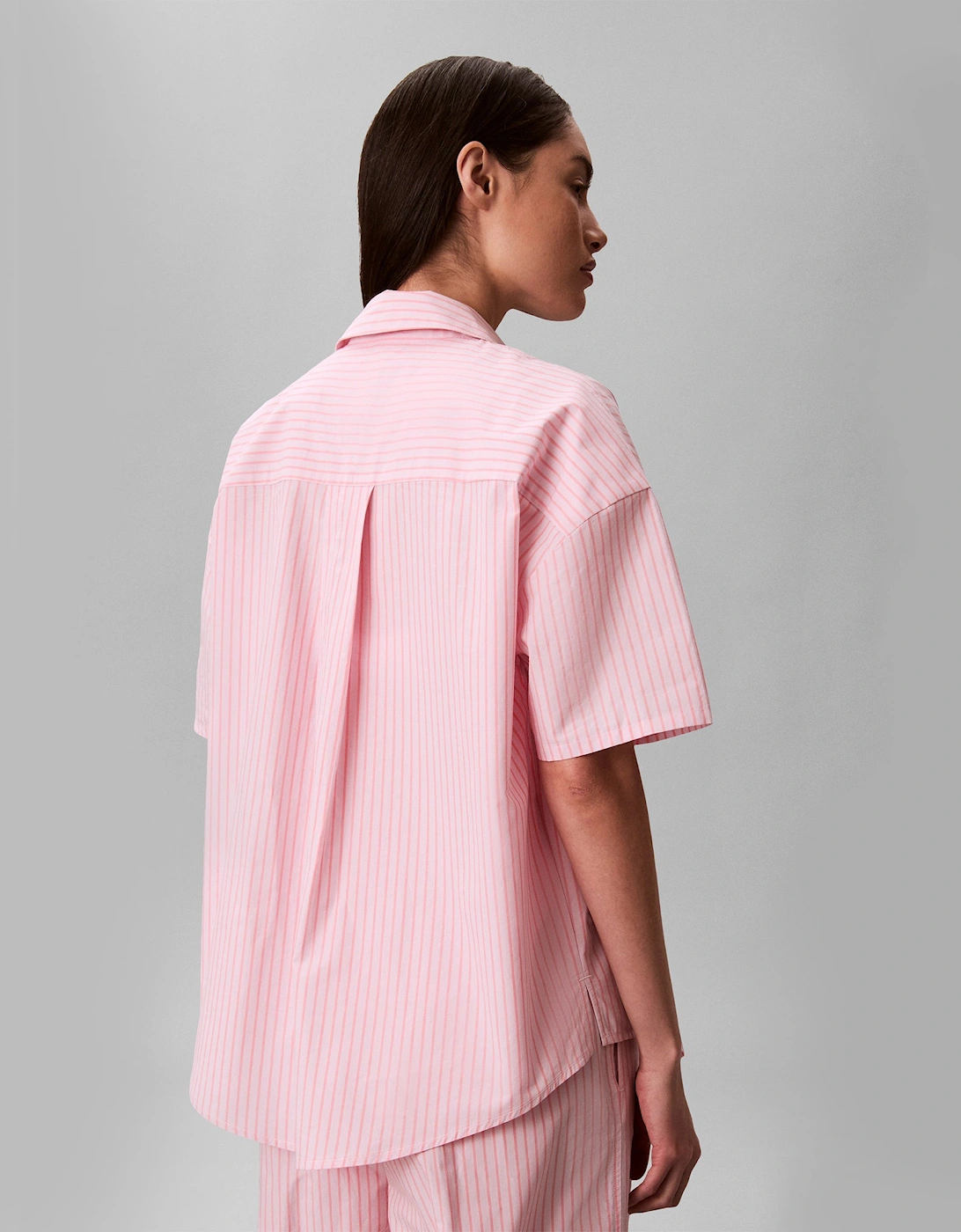 Calvin Klein SS SHIRT PANT Set Womens Pyjama Set Sera Stripe Cradle Pink