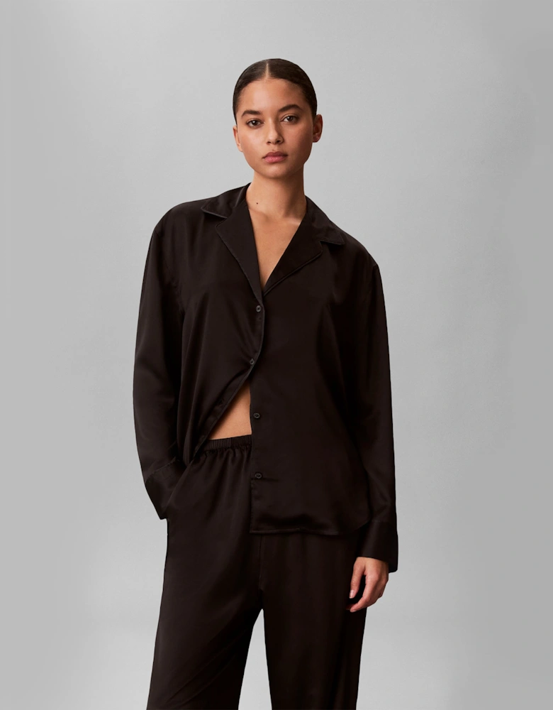 Calvin Klein SATIN SET Womens Pyjama Set Black