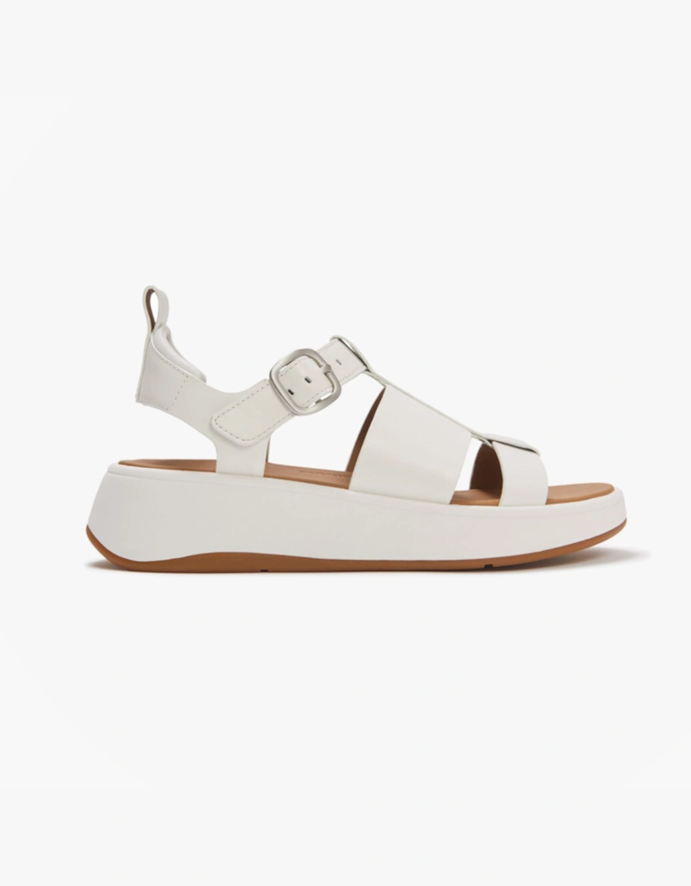 F-MODE LEATHER Womens Ankle Strap Sandals Urban White