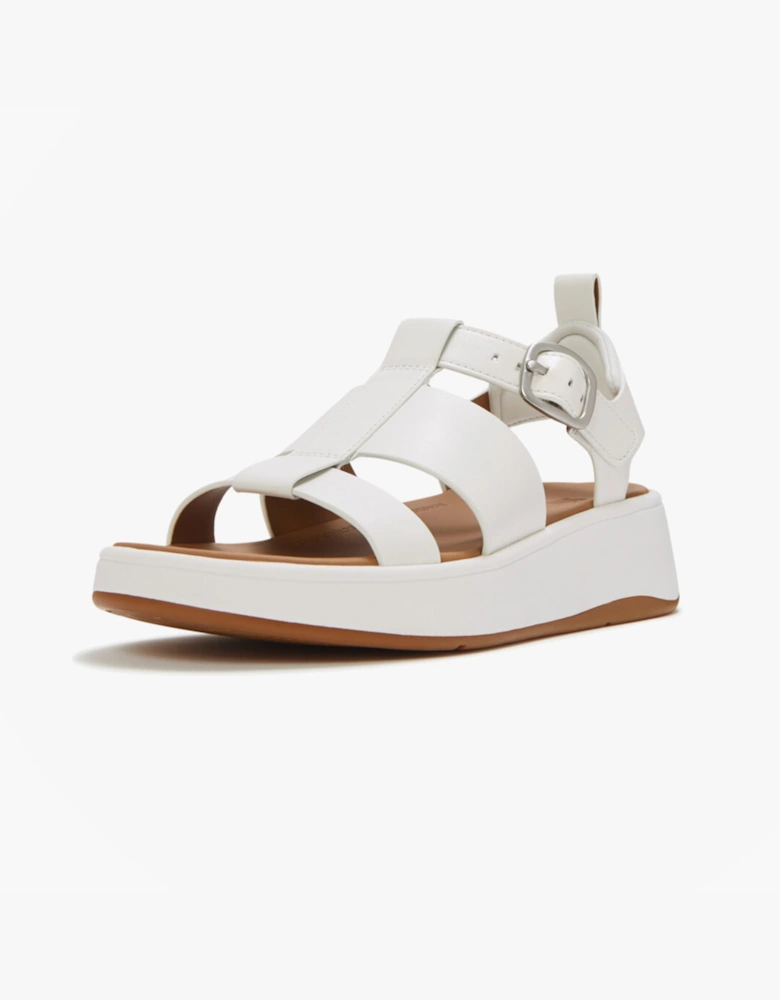 F-MODE LEATHER Womens Ankle Strap Sandals Urban White