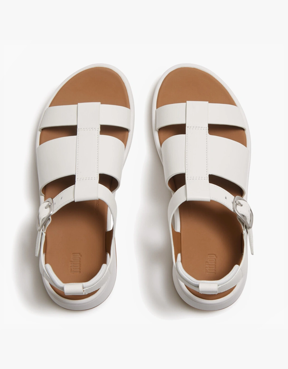 F-MODE LEATHER Womens Ankle Strap Sandals Urban White