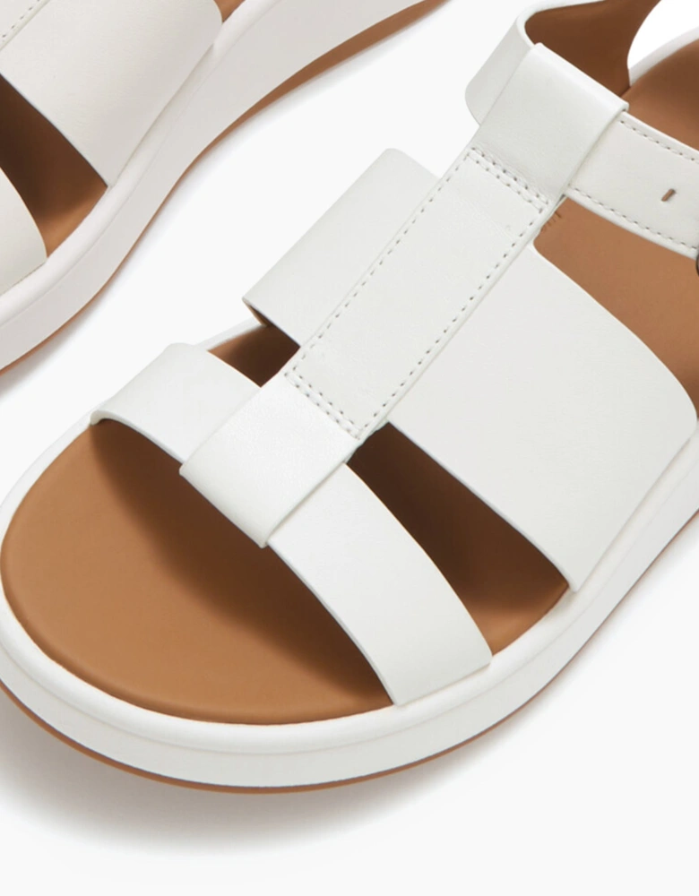 F-MODE LEATHER Womens Ankle Strap Sandals Urban White