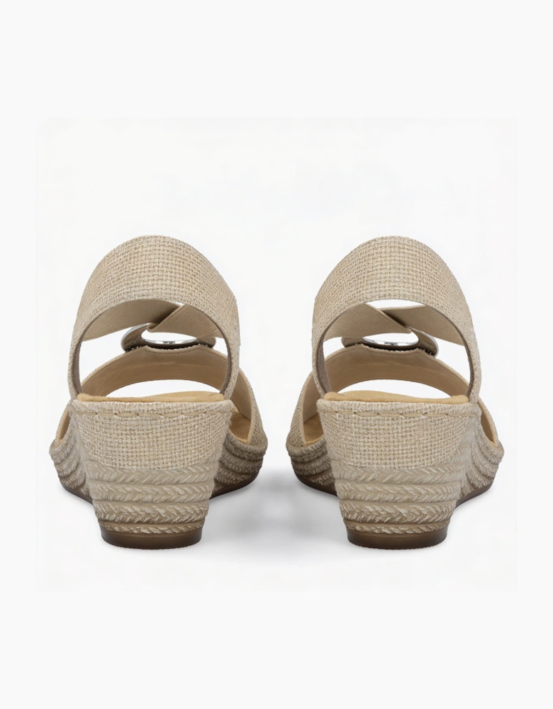 624H6-93 Womens Slingback Sandals Beige Floral