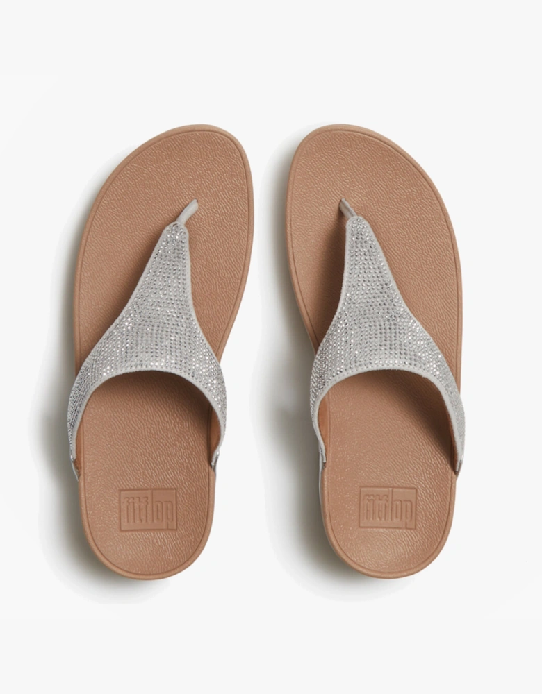 LULU CRYSTAL EMBELLISHED Womens Toe-Post Sandals Steeled Silver