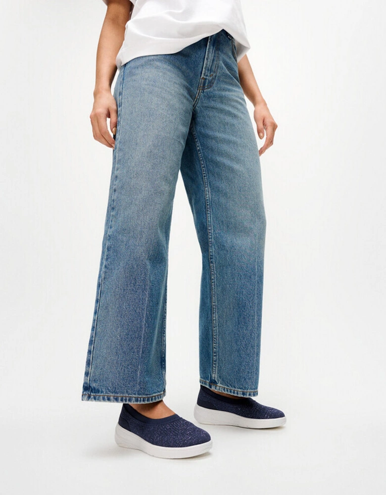 SUPER-Q KNIT Womens Ballerina Shoes Metallic Midnight Navy