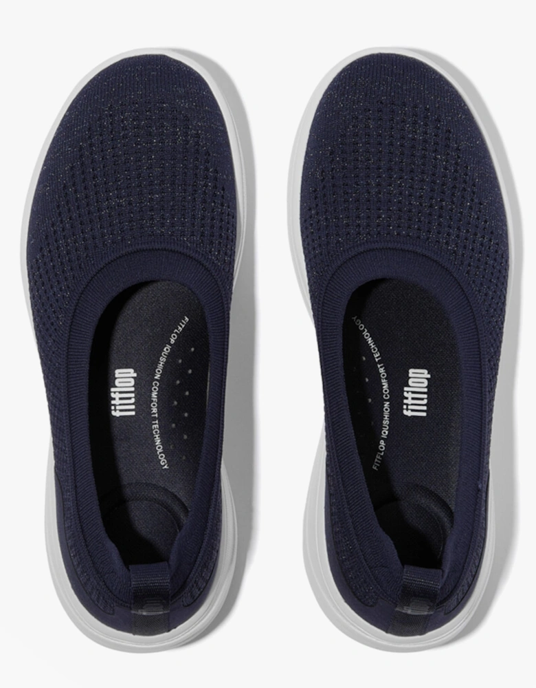 SUPER-Q KNIT Womens Ballerina Shoes Metallic Midnight Navy