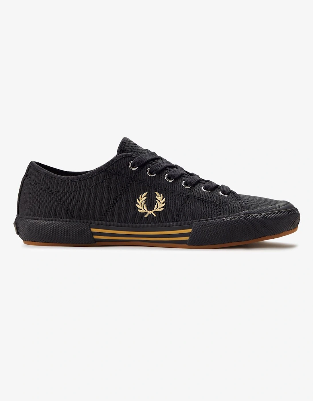 B708 Vintage Tennis Canvas Men's Black/Champagne Trainers, 7 of 6