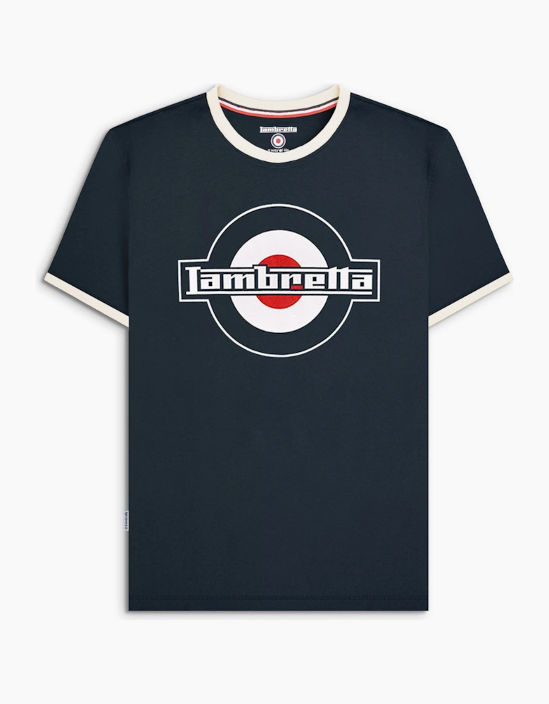 Lambretta Mens Logo Ringer Crew Neck Cotton T-Shirt
