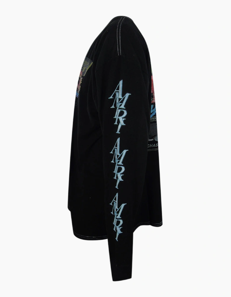 Stacked Circle Logo Black Long Sleeve T-Shirt