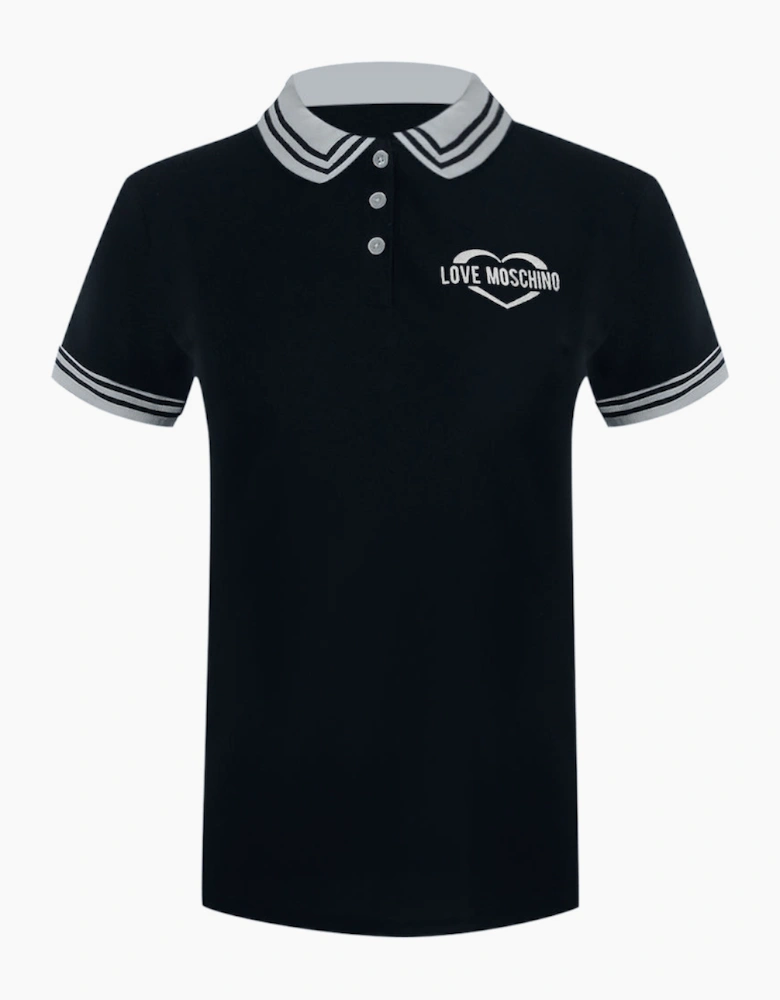 Navy Blue Polo Shirt Small Heart Logo