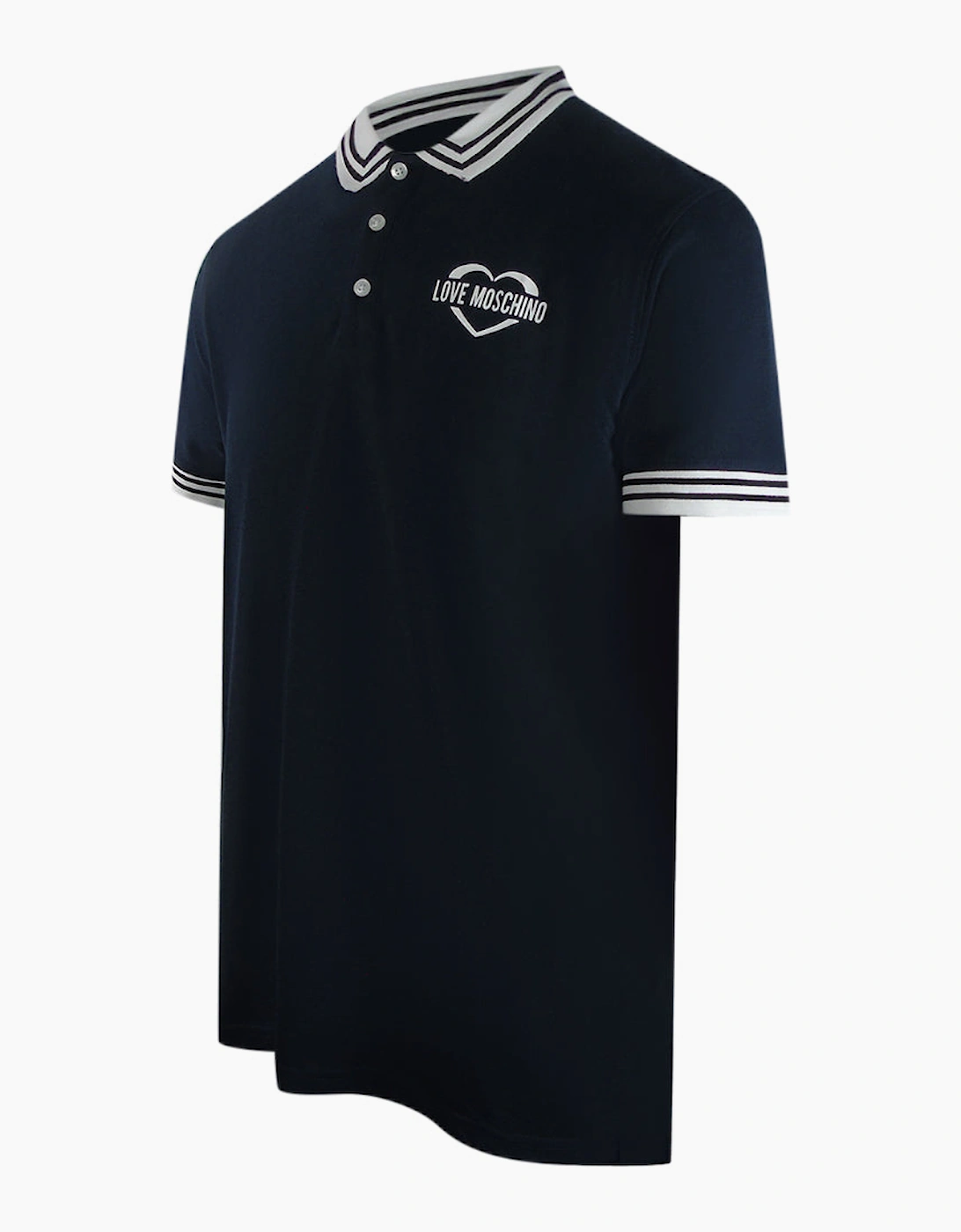 Love Moschino Men's Black Navy Blue Polo Shirt Heart Logo  40 L