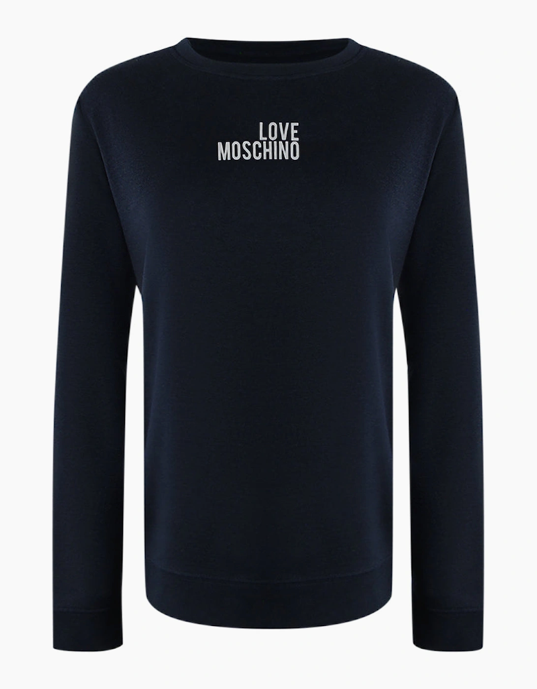 Love Moschino Men's Love Moschino Navy Blue Long Sleeve T-Shirt Small White Logo - Black