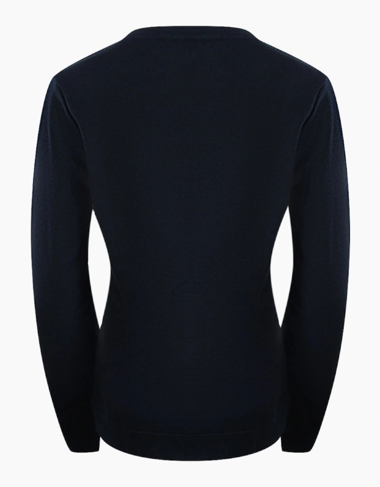 Navy Blue Long Sleeve T-Shirt Small White Logo