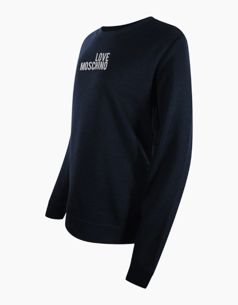 Navy Blue Long Sleeve T-Shirt Small White Logo