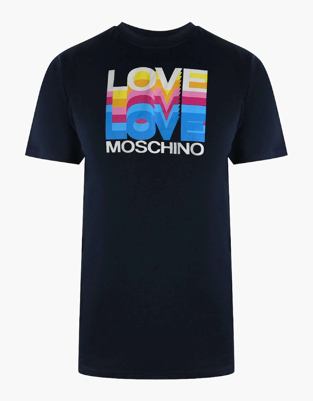 Love Moschino Men's Black Navy Blue T-Shirt Love Colourful Logo  44 Xxl