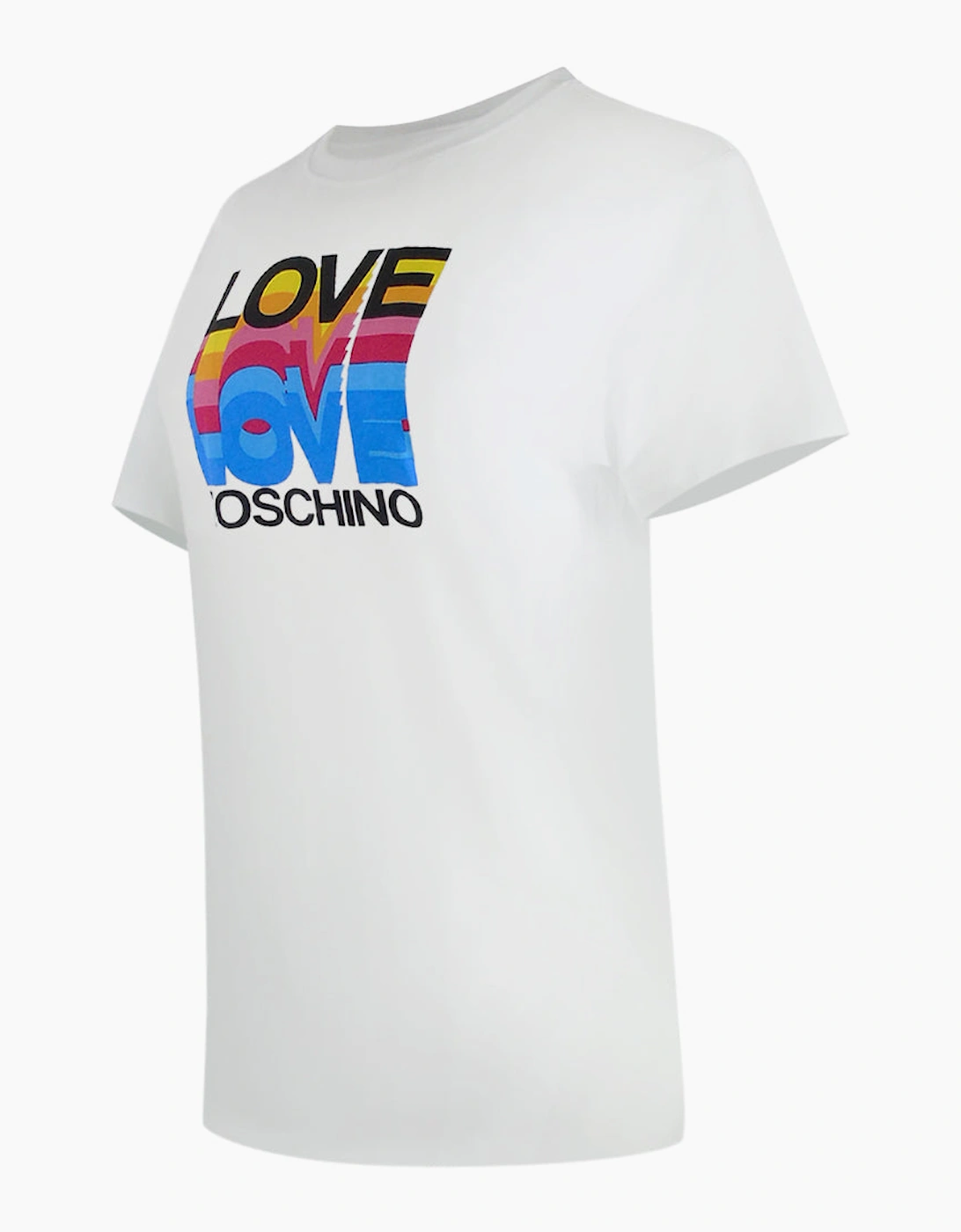 White T-Shirt Large Colourful Love Logo