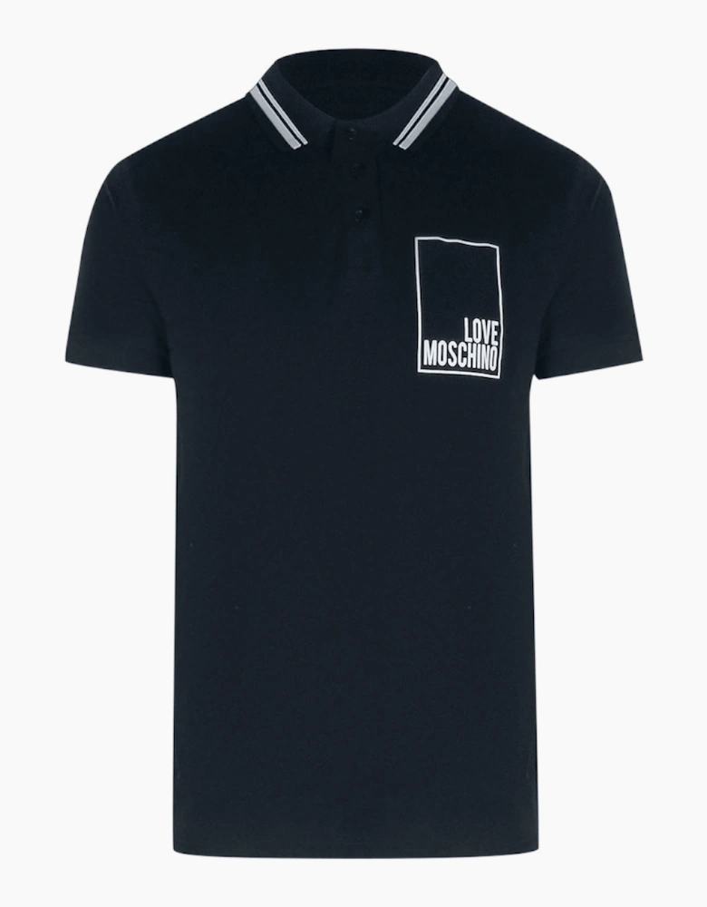 Navy Blue Polo Shirt Small White Box Logo