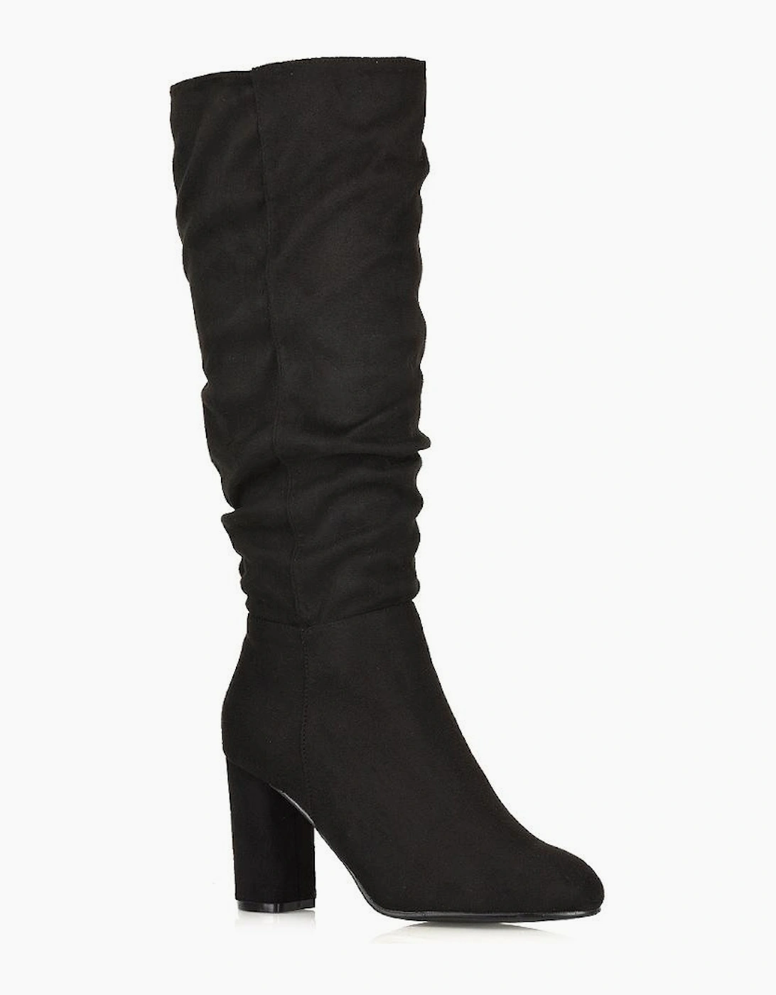 Womens/Ladies Alana Block Heel Ruched Knee-High Boots