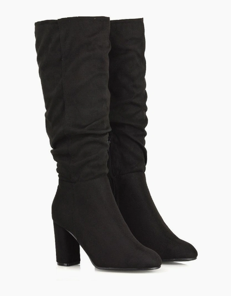 Womens/Ladies Alana Block Heel Ruched Knee-High Boots