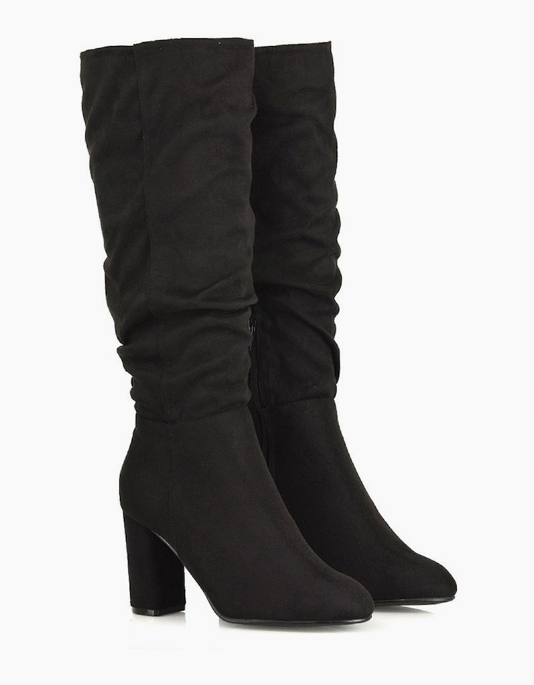Womens/Ladies Alana Block Heel Ruched Knee-High Boots