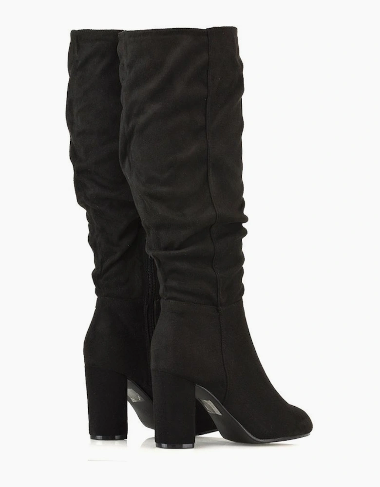 Womens/Ladies Alana Block Heel Ruched Knee-High Boots