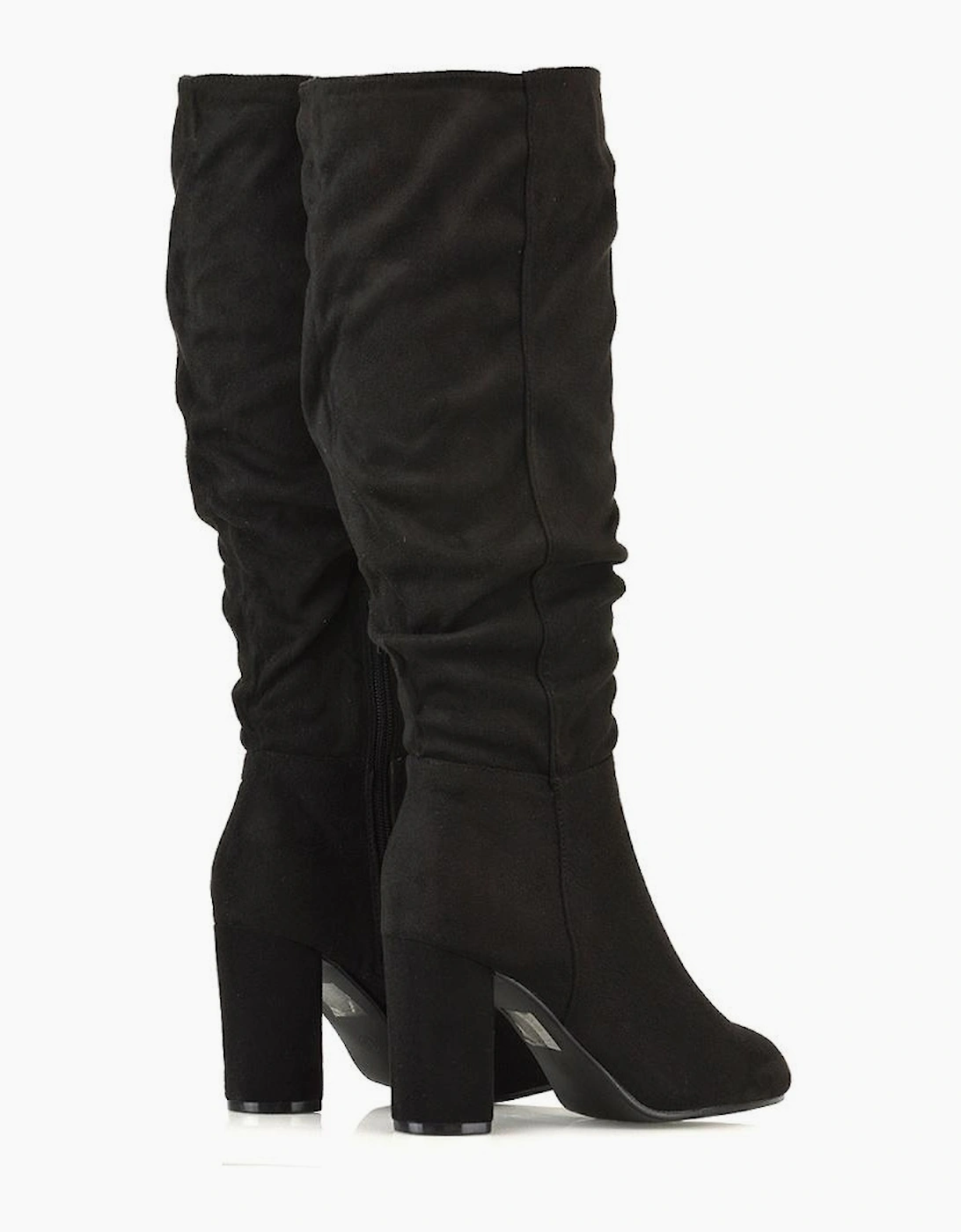 Womens/Ladies Alana Block Heel Ruched Knee-High Boots