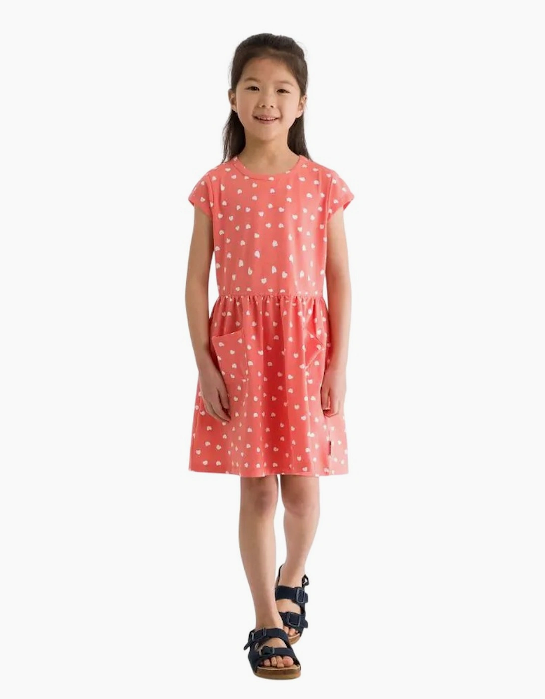 Girls Happiness Heart Short-Sleeved Dress