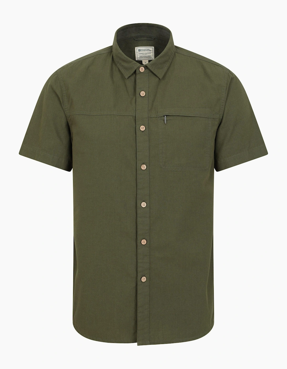 Mountain Warehouse Men's Green Coconut Slub Short-Sleeved Shirt - Size: 40/Regular