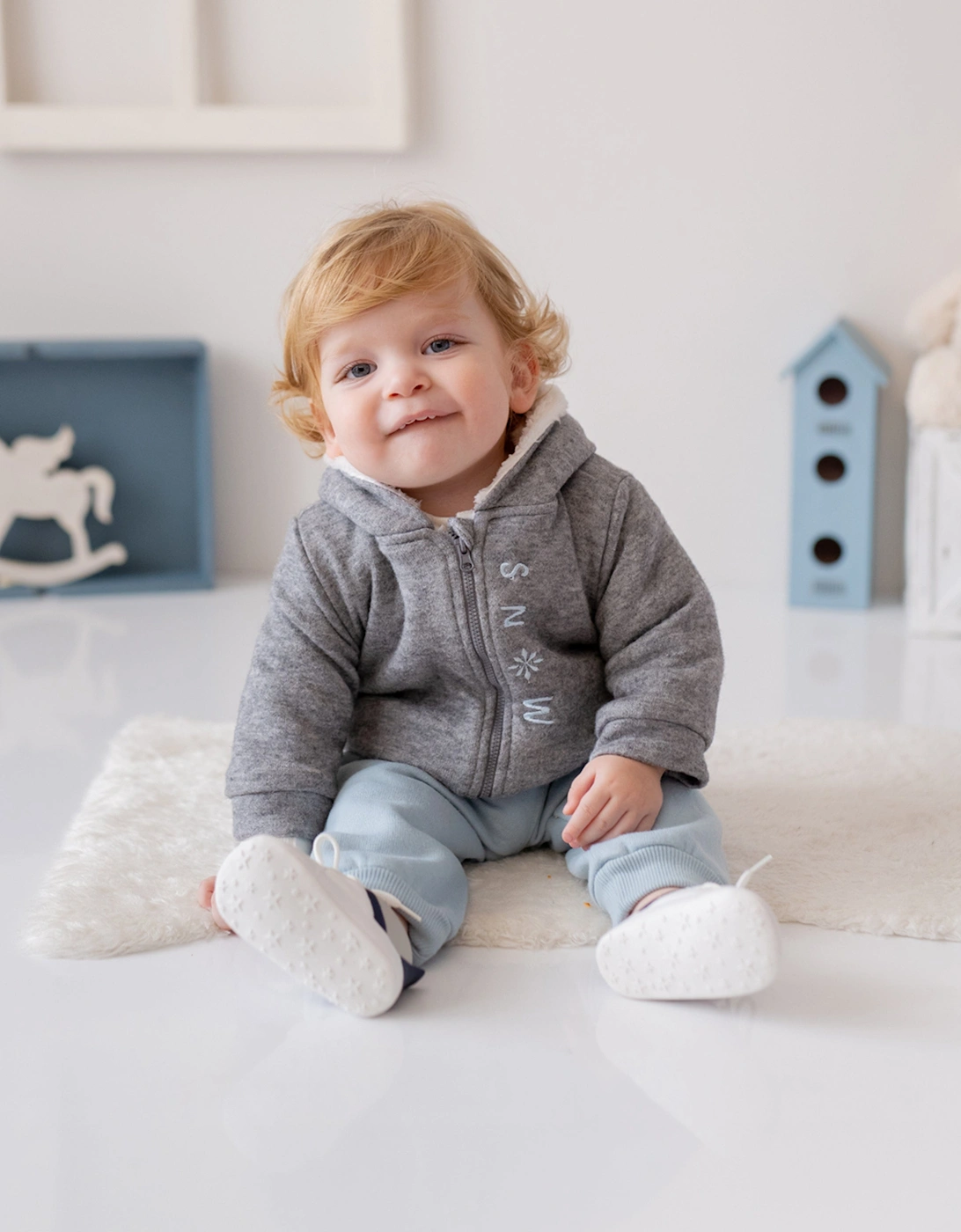 Baby Boys Snow Print 3 Piece Set in Blue