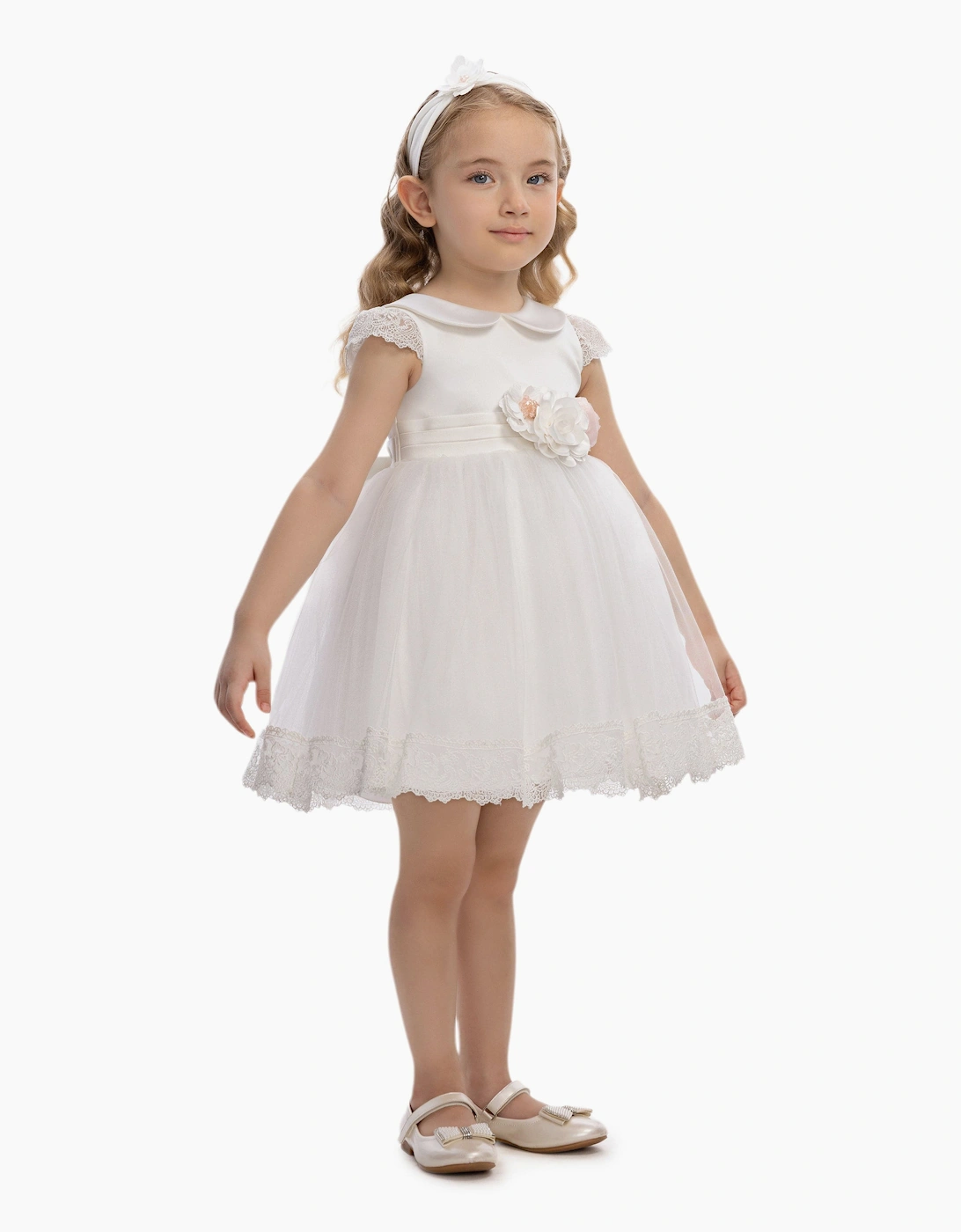 Baby Girls Occasion Dress with Headband in Ivory