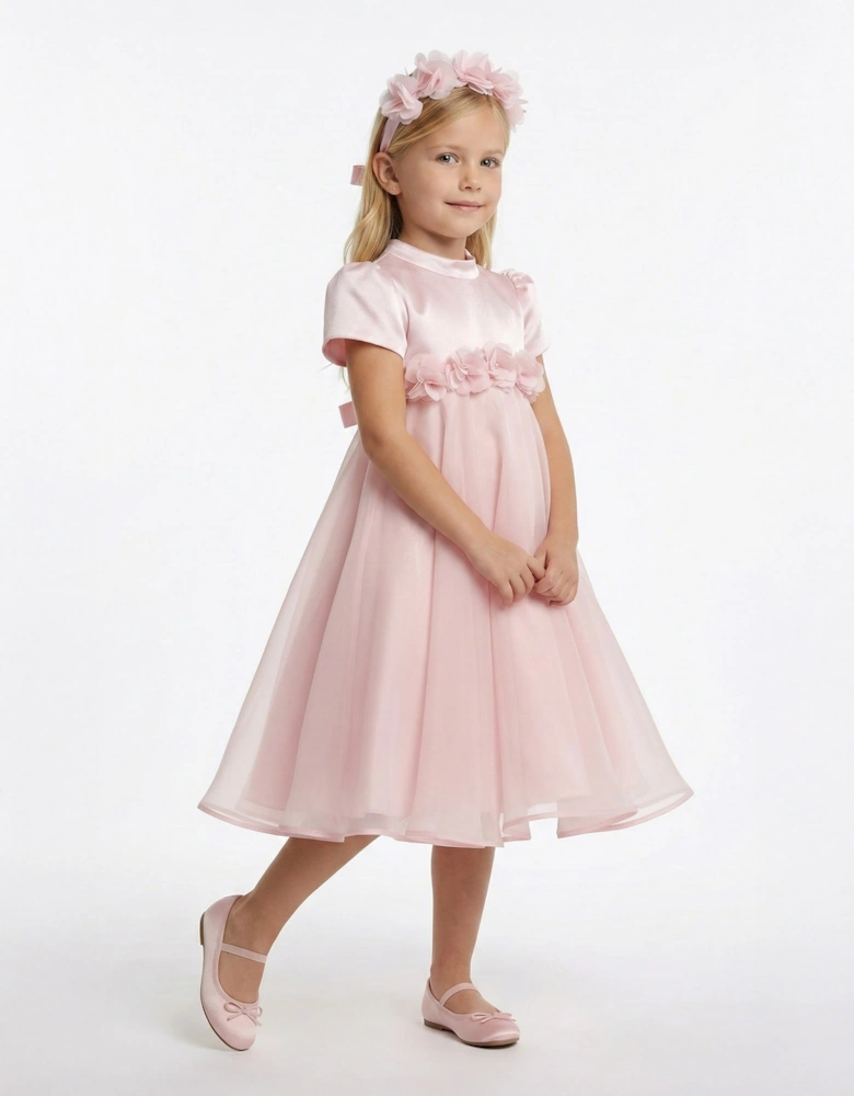 Girls Chiffon Flower Dress in Pink
