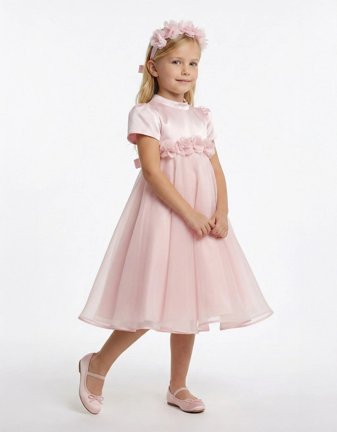 Girls Chiffon Flower Dress in Pink