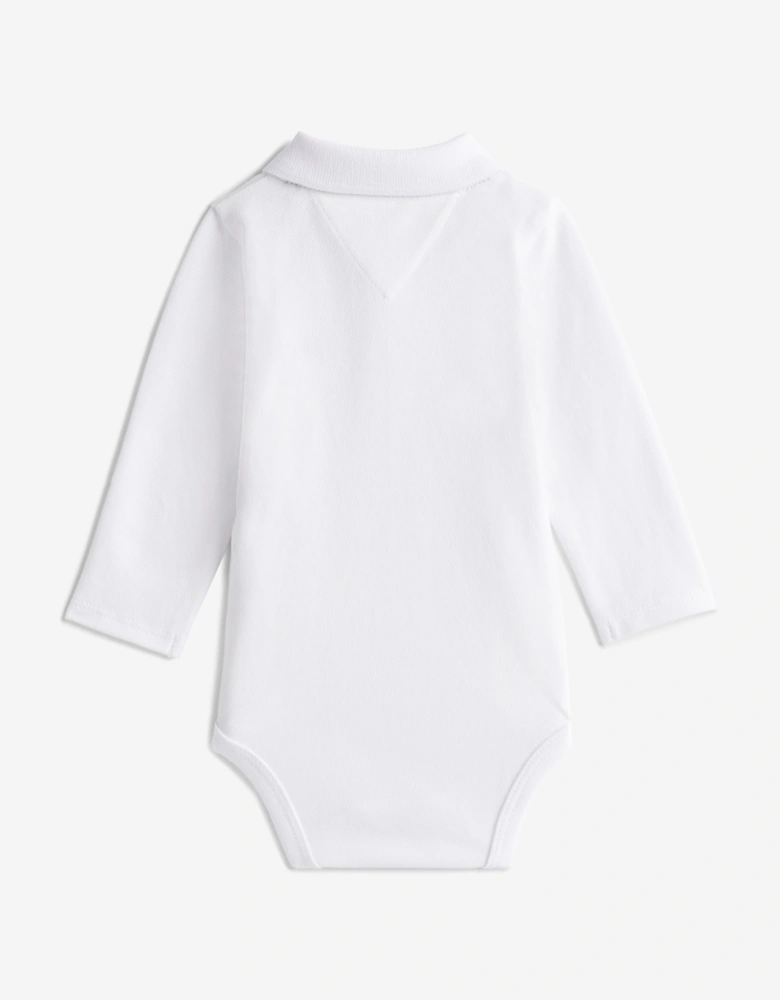 Baby Polo Bodysuit in White