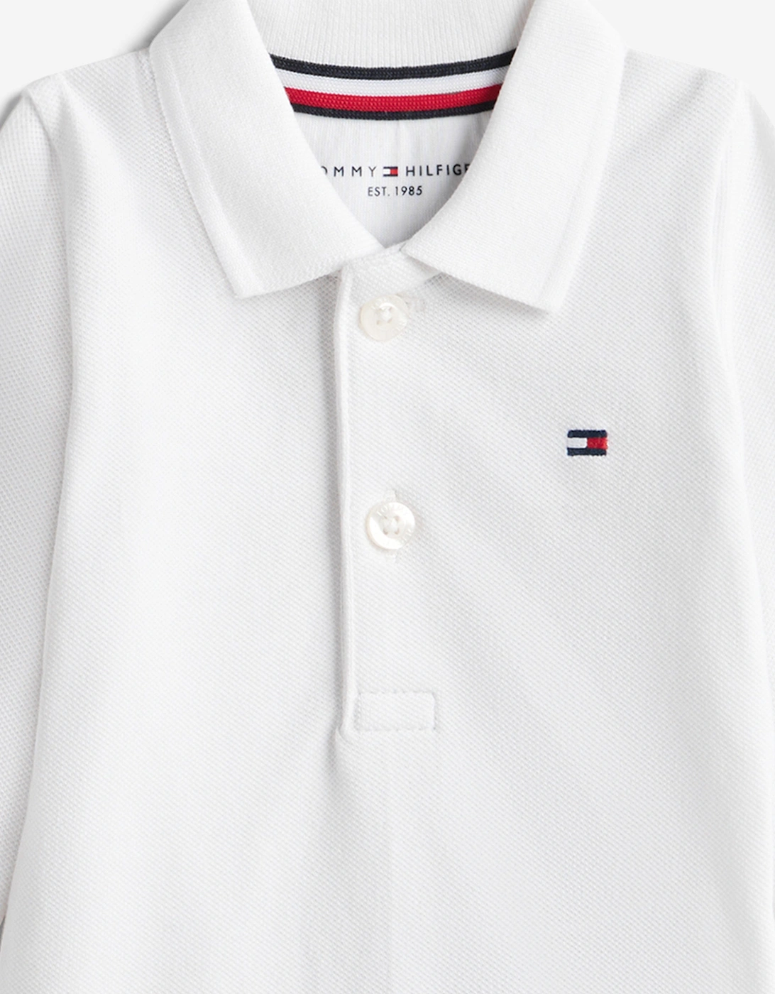 Baby Polo Bodysuit in White