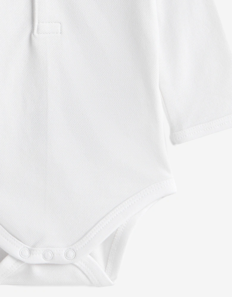 Baby Polo Bodysuit in White