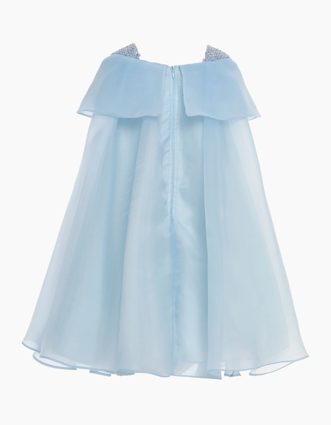 Girls Chiffon Large Bow Dress in Blue
