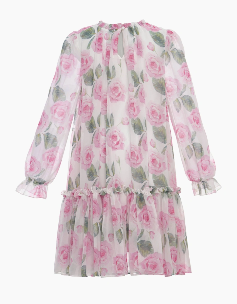 Girls Rose Occasion Dress with Bag in Ivory