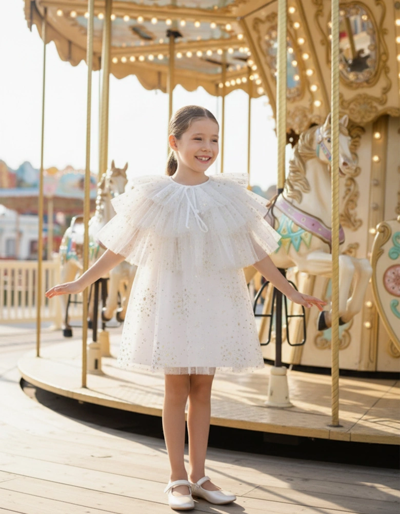 Girls Occasion Dress and Cape Set in Ivory