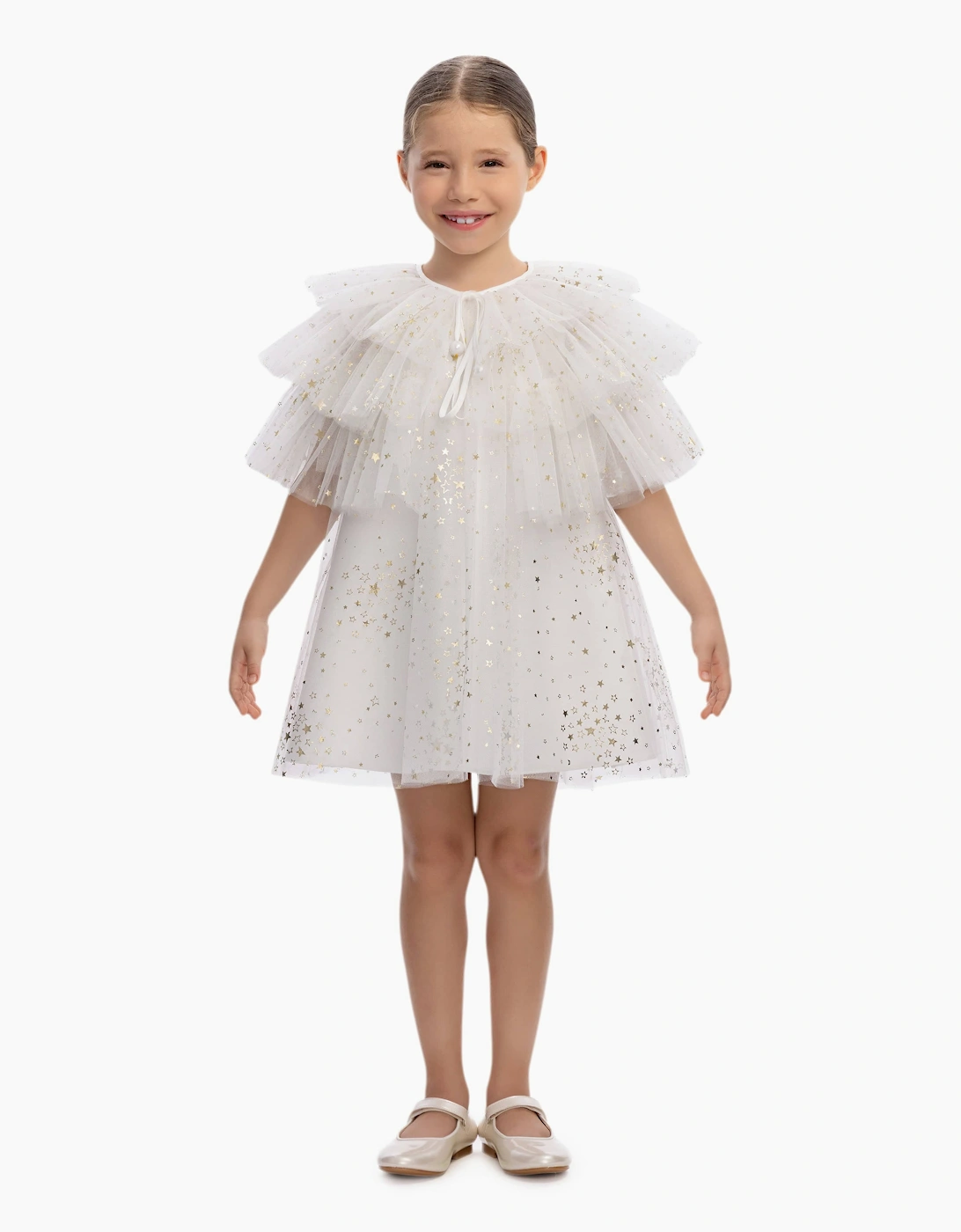 Girls Occasion Dress and Cape Set in Ivory
