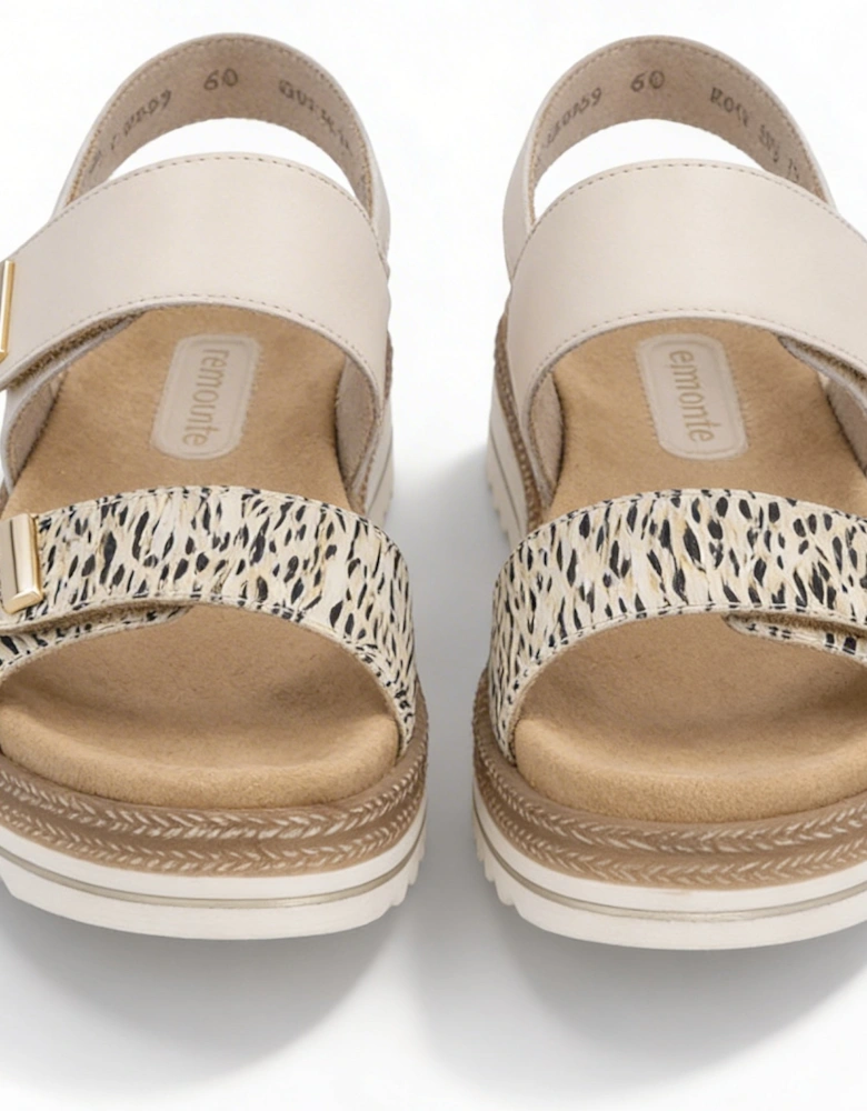 D0Q59 Womens Slingback Sandals Beige/Gold