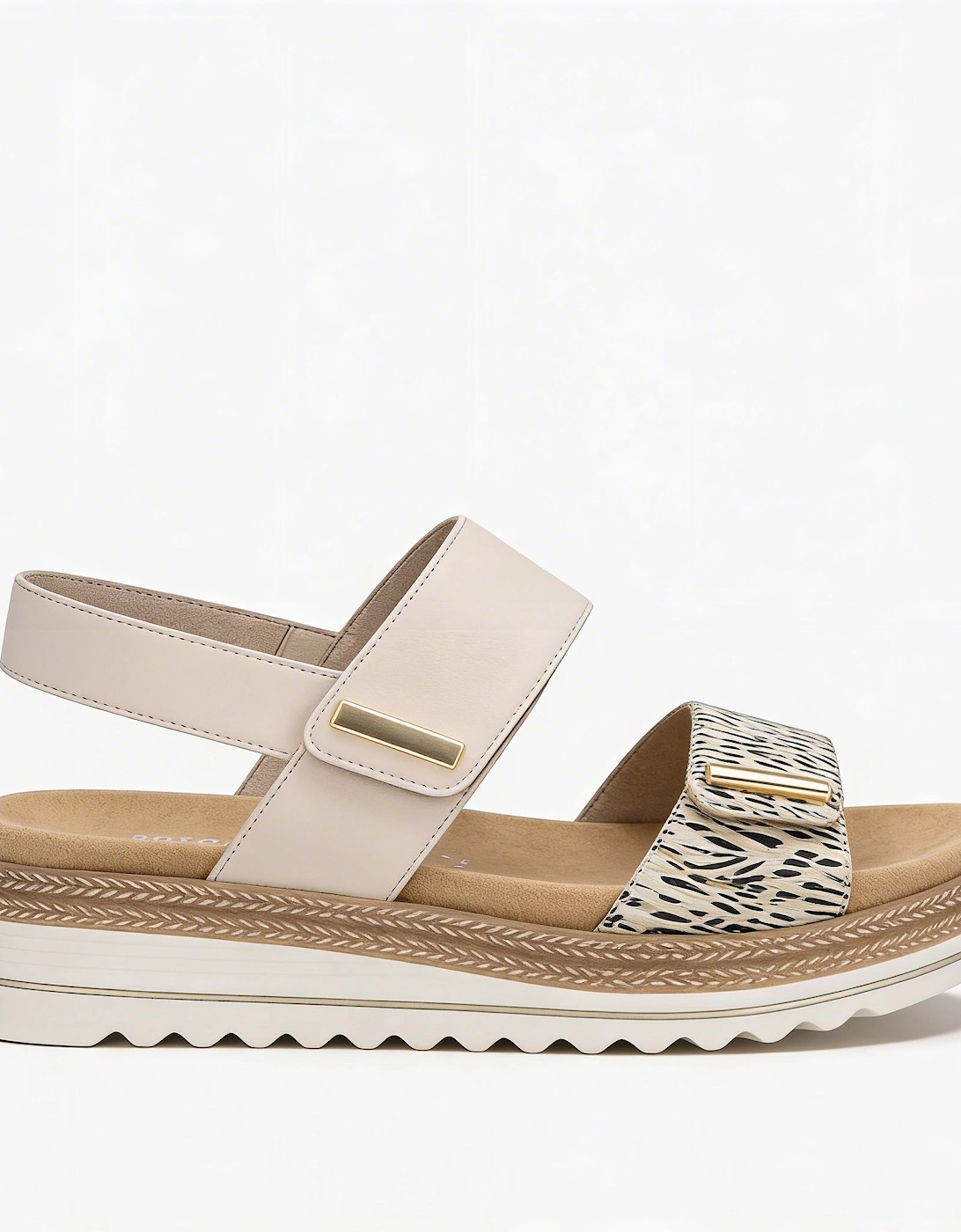 D0Q59 Womens Slingback Sandals Beige/Gold, 8 of 7