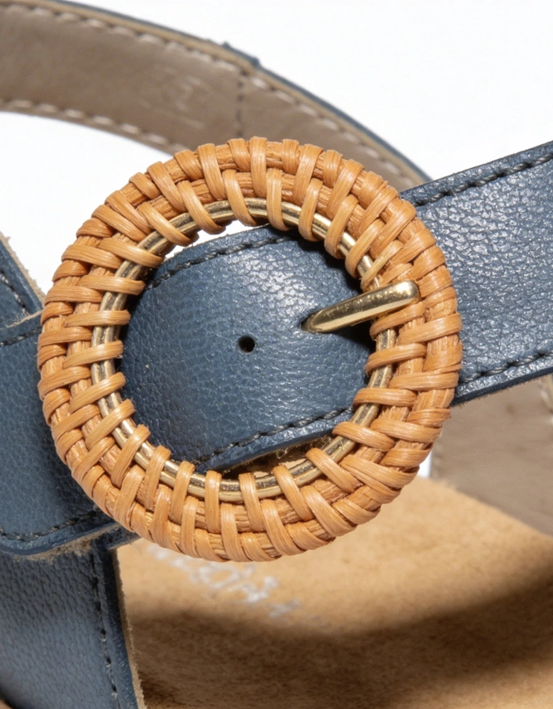 D0Q52 Womens Cross Strap Sandals Denim