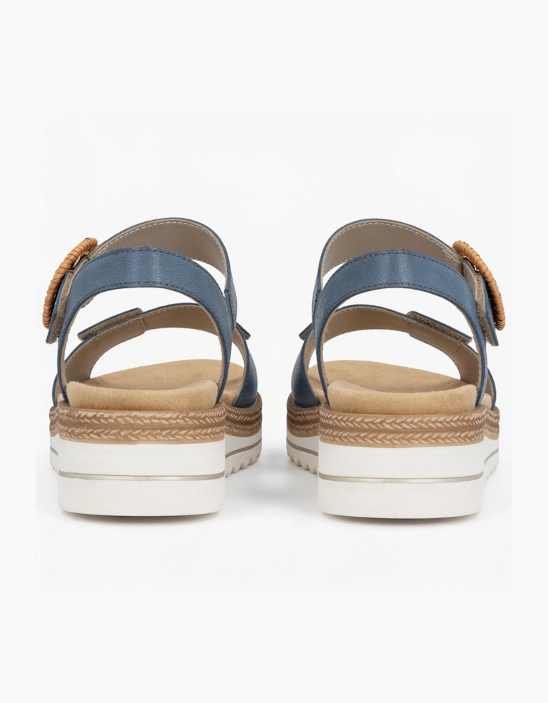 D0Q52 Womens Cross Strap Sandals Denim