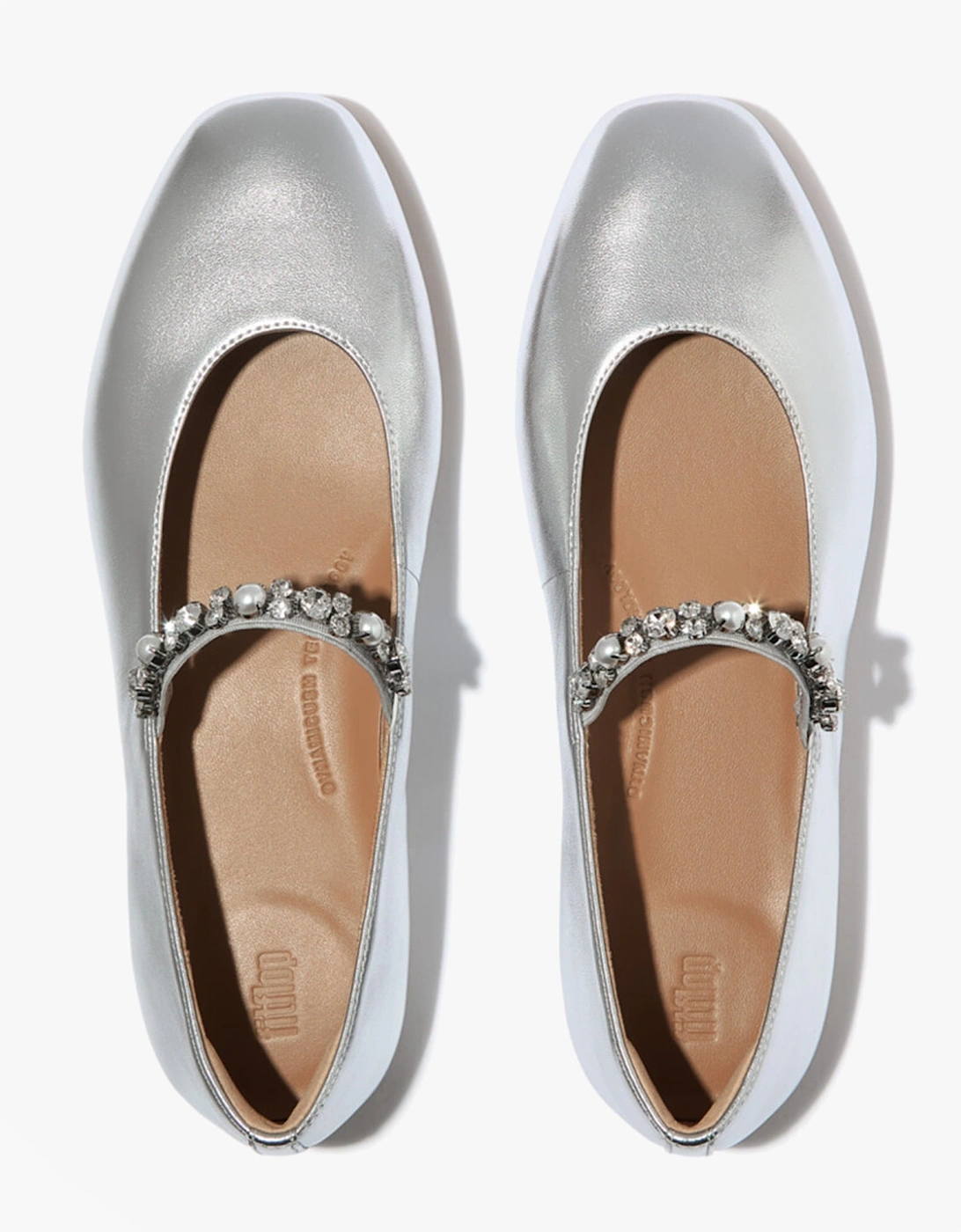 DELICATO PEARLS AND CRYSTAL Womens Slingback Sandals Silver