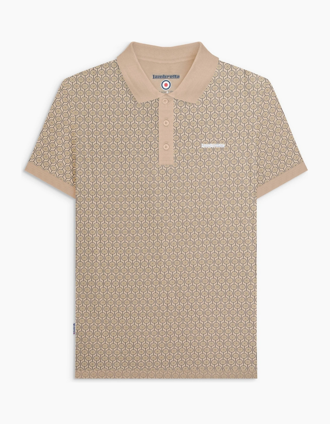Lambretta Mens Geo Roundel Short Sleeve Polo Shirt, 2 of 1