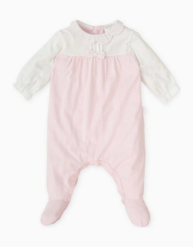 Girls Pale Pink Stripe Jersey Babygrow