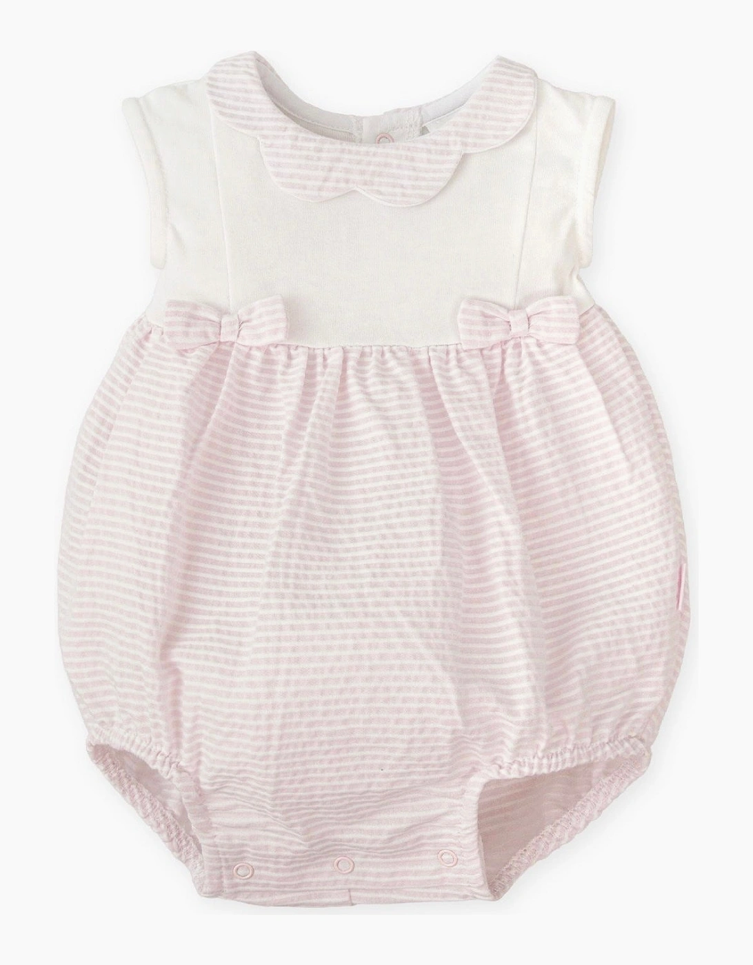 Girls Pale Pink Stripe Bubble Romper, 4 of 3